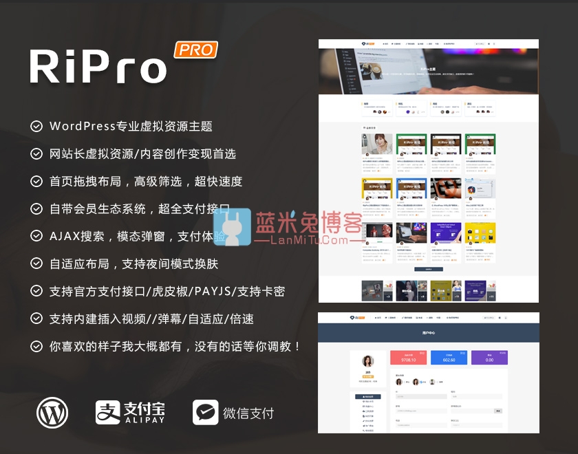 【3月10日更新至ripro6.2】wordpress主题 日主题ripro5.9 官方正版原包 未破解-蓝米兔博客